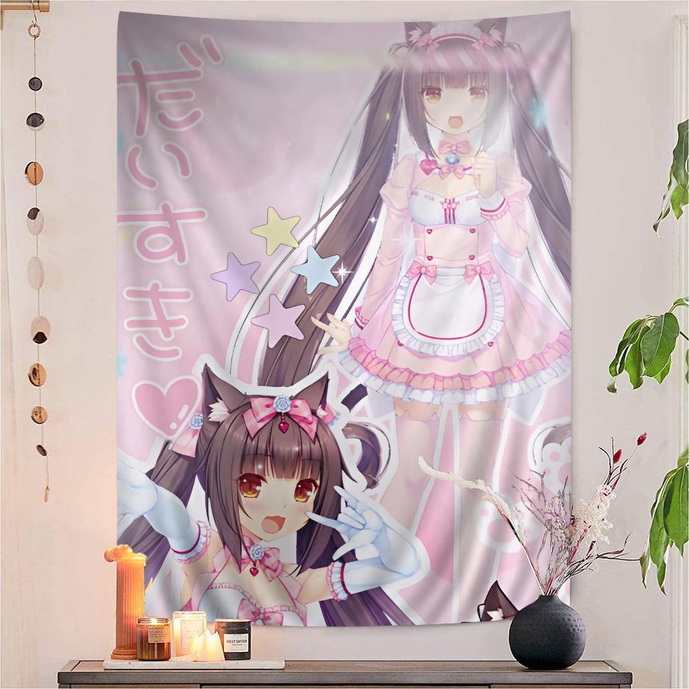 Аниме Nekopara Фильм Липкий DIY Настенный Гобелен Хиппи Цветочные Настенные Ковры Декор для Общежития Настенное Искусство для Спальни Гостиной Дизайн