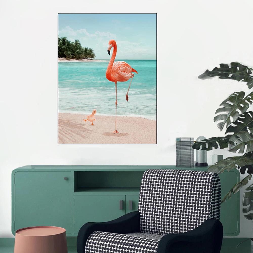 Fashion Style Funny Pink Pretty Flamingo Canvas Painting Posters And Prints Wall Pictures Home Decor For Living Room Bedroom