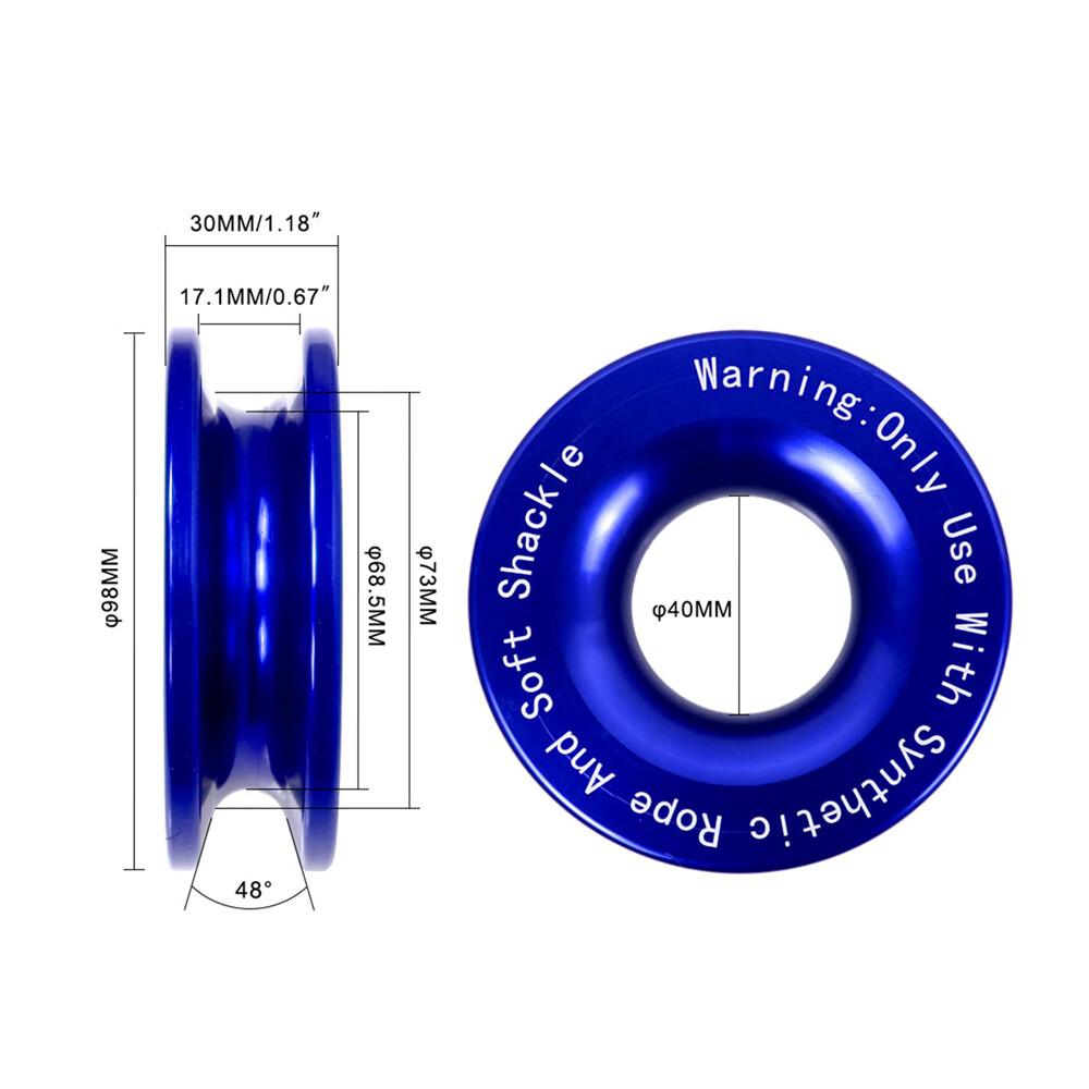 Heavy Duty Recovery Ring Snatch Block Pulley w/ Soft Shackle Tow Winch Rope