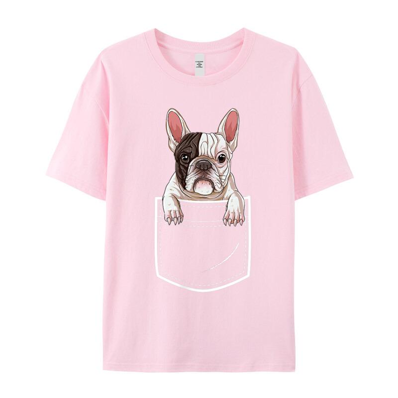 Premium Cotton Female Short Sleeve French Bulldog In Your Front T Shirts Graphic Tops Tees Cute Casual Round Collar Tops Shirts