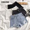 Джинсовые шорты с разорванными отверстиями. Женские летние свободные тонкие шорты с широкими краями и высокой талией Tide.