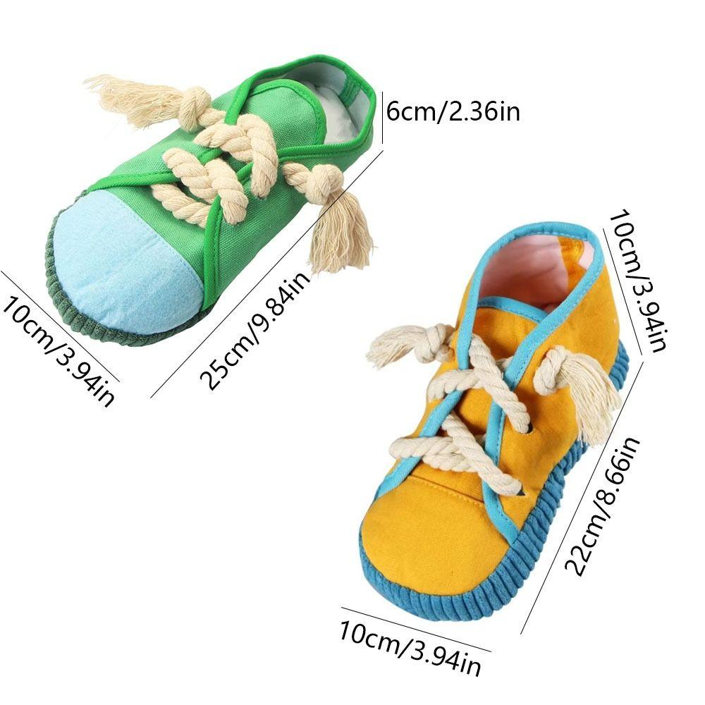 Shoe Shaped Dog Chewing Toy Clean Teeth Interactive Squeaky Dog Toy Soft Bite Resistant Pet Cotton Rope Slippers Self-Hi