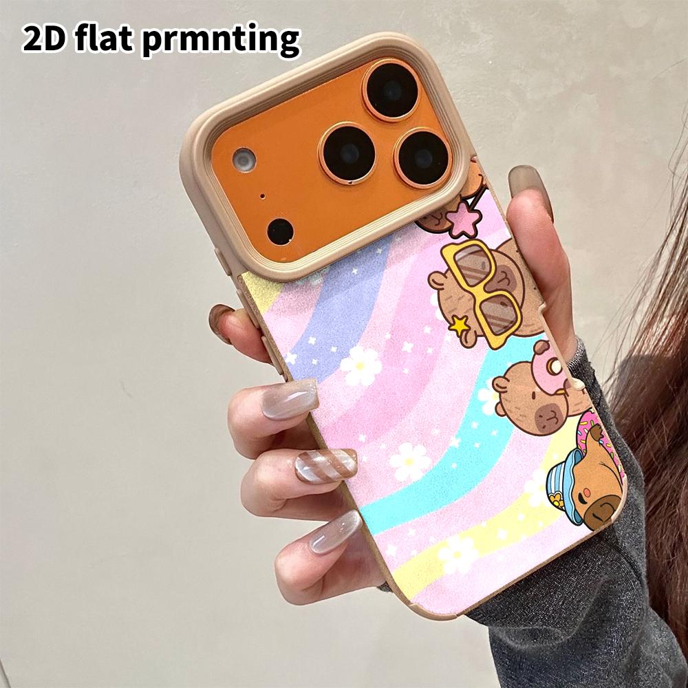Phone Case: 2D flat lambskin suitable for iPhone 18, 17, 16, 15, 14, 13 Pro film protective case, rainbow waves, Christmas and Halloween gifts