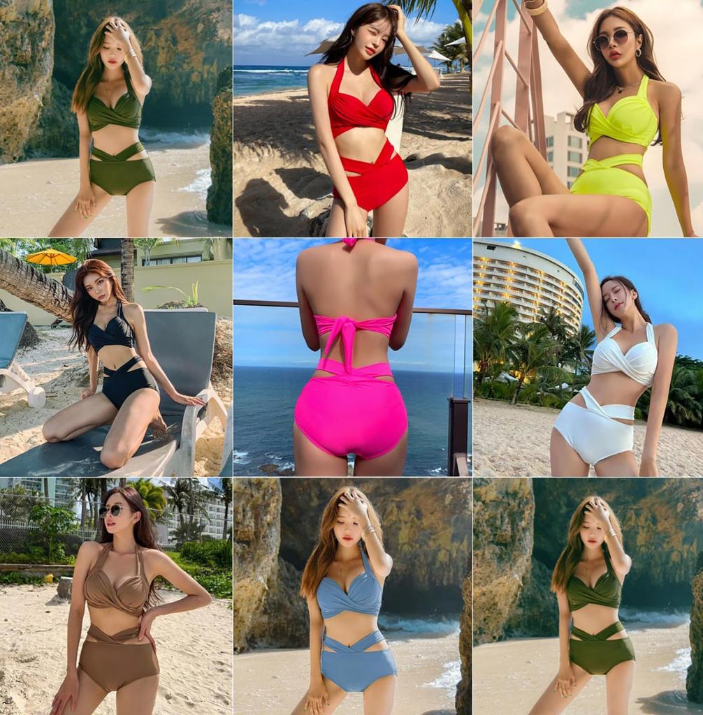 Bikini Triangle Stylish Top and Bottom Set for Hot Springs and Beaches Rose [ZIMUYLOP] Women's 2-Piece Set, Separates, Wire-Free, Ruffled, (JP,