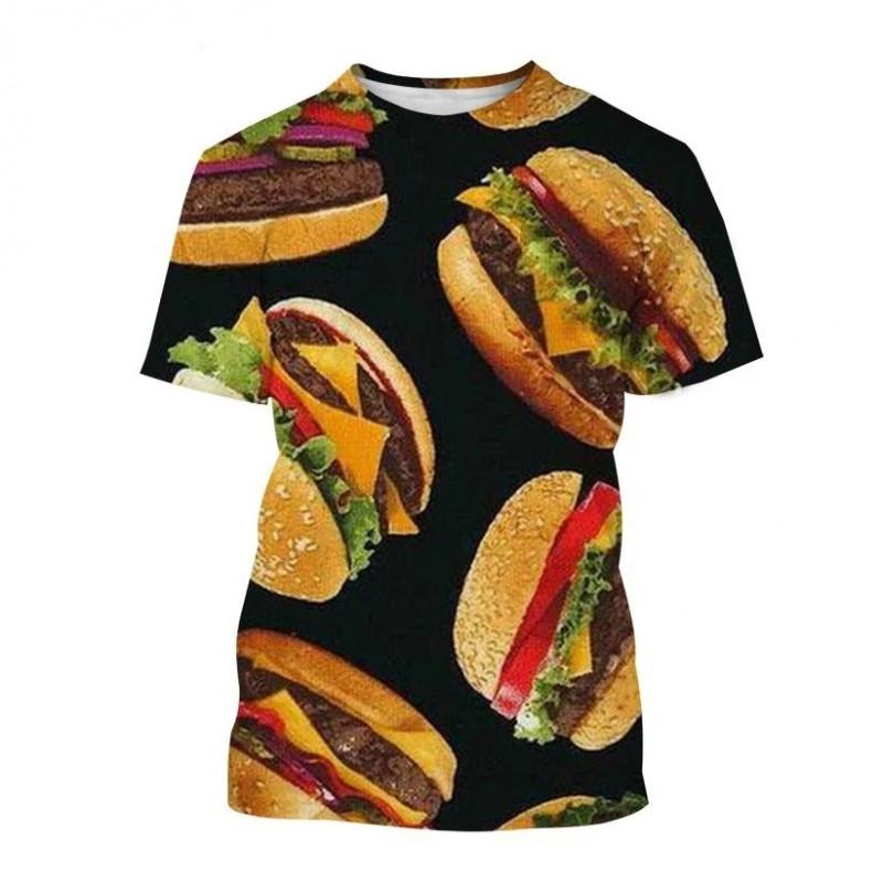 Mens Breathable Quick-Dry Short Sleeve T-Shirt With 3D Digital Print Loose Fit Cotton-Blend Sports