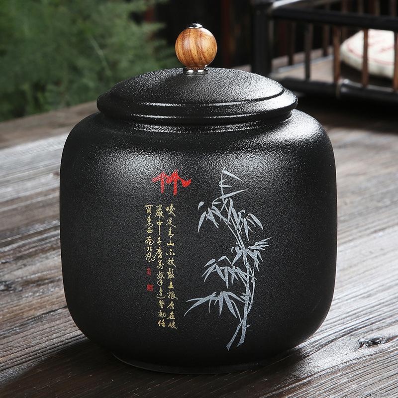 WSHYUFEI черная керамическая чайная банка, китайская фарфоровая керамическая банка, портативная герметичная банка для хранения, чайные коробки, резервуар для хранения конфет, специй