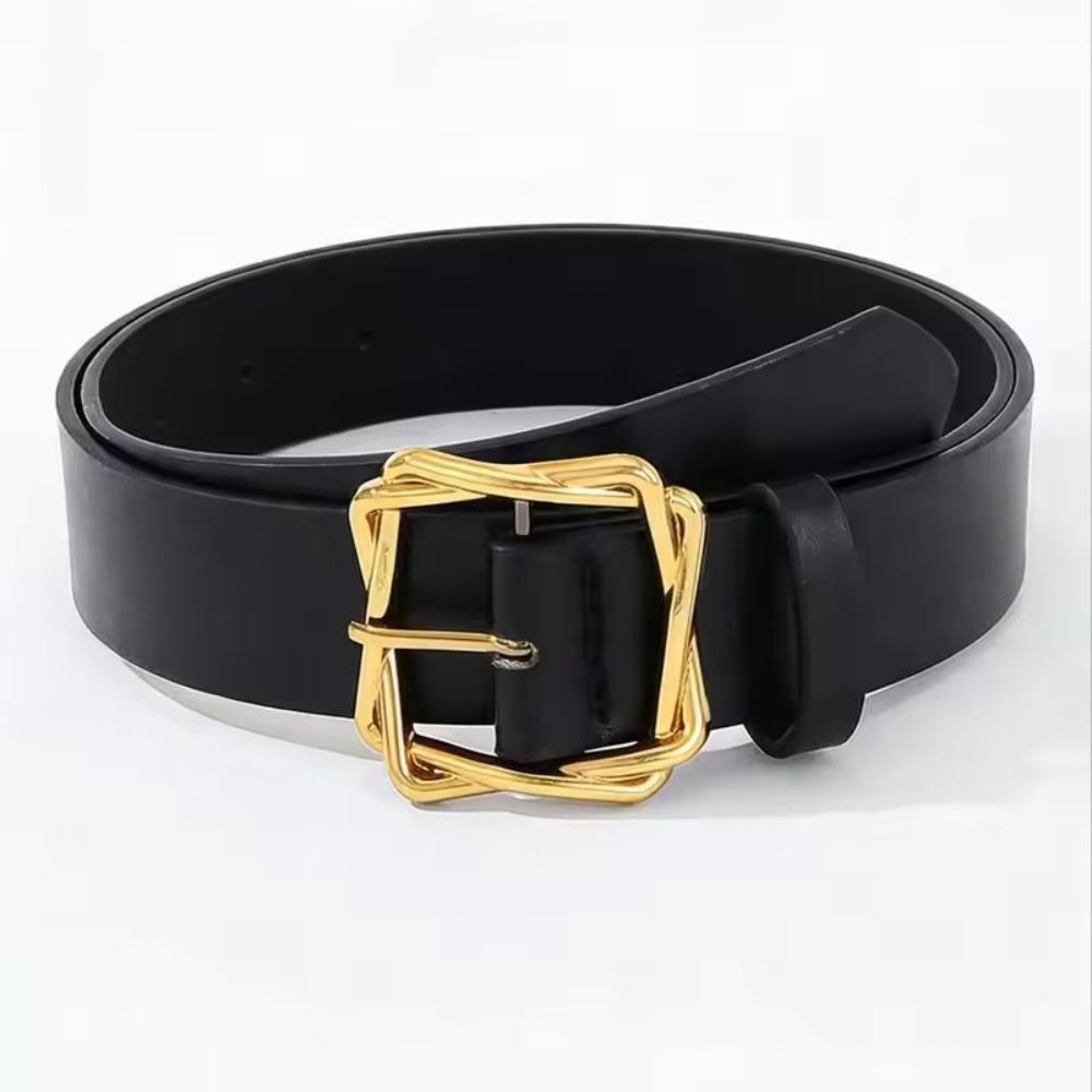 Adjustable PU Leather Belt Black Jeans Belt Fashion Women's Belts for Jeans Dresses Decoration