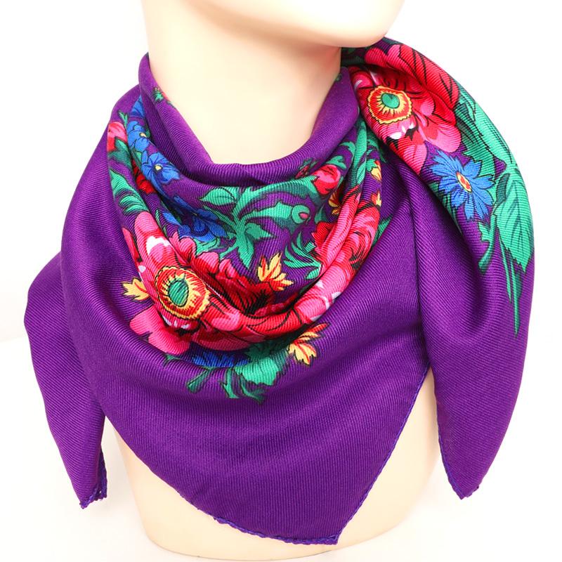 Женская головная повязка Хиджаб Платки на голову Цветочный принт Платок Шаль Квадратный шарф Ретро Этнический