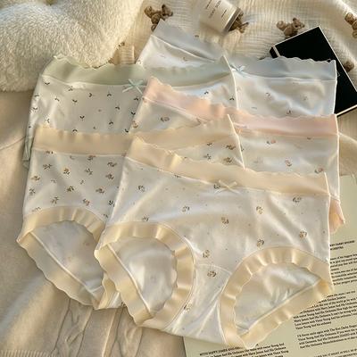 Большие размеры женские принтованные трусы средней талии с подъемом бедер дышащие милые удобные трусы с сумкой