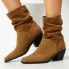 Женские ботильоны 2025 Весна Замша Фаху Черный Коричневый Мода Низкий каблук Осень Зима Мотоциклетные Короткие Ботинки Женские Удобные