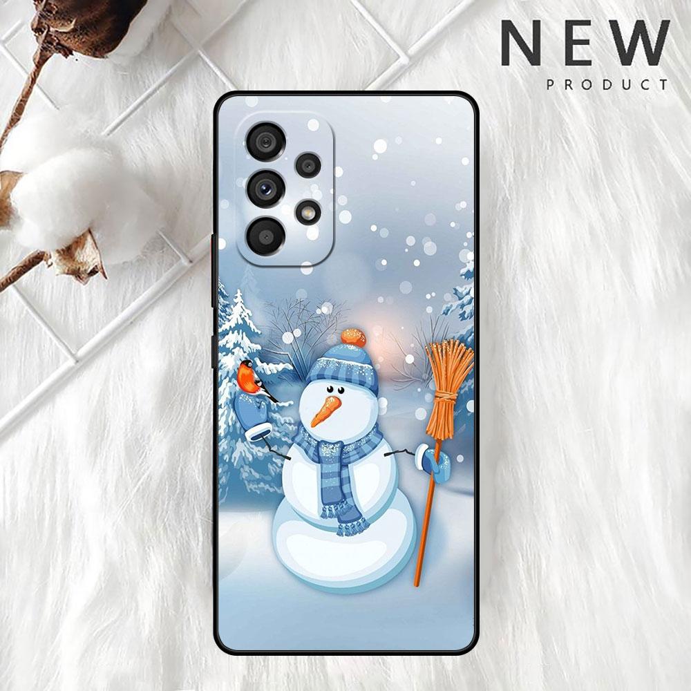 Рождественский чехол со снеговиком из мультфильма для Samsung Galaxy A52 A12 A51 A53 A33 A71 A32 A31 A21 A01 A11 A22, черный чехол из ТПУ для телефона