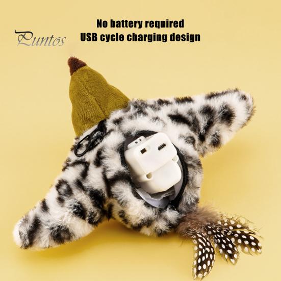 Игрушка для кошек USB перезаряжаемая электрическая имитация птицы с кошачьей мятой плюшевая летающая птица с реалистичным щебетанием для упражнений для котят