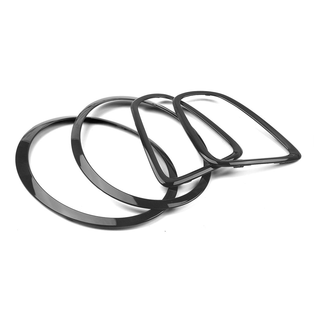 AZHKP1 For BMW MINI R55 R56 R57 R58 R59 2007-2015 Front Headlight Frame + Rear Lamp Bezel Trim Gloss Black Headlamp Cover Rim Overlay