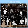 Christmas Snowflake Static Cling Glass Decal With Santa And Snowman For Window Decoration