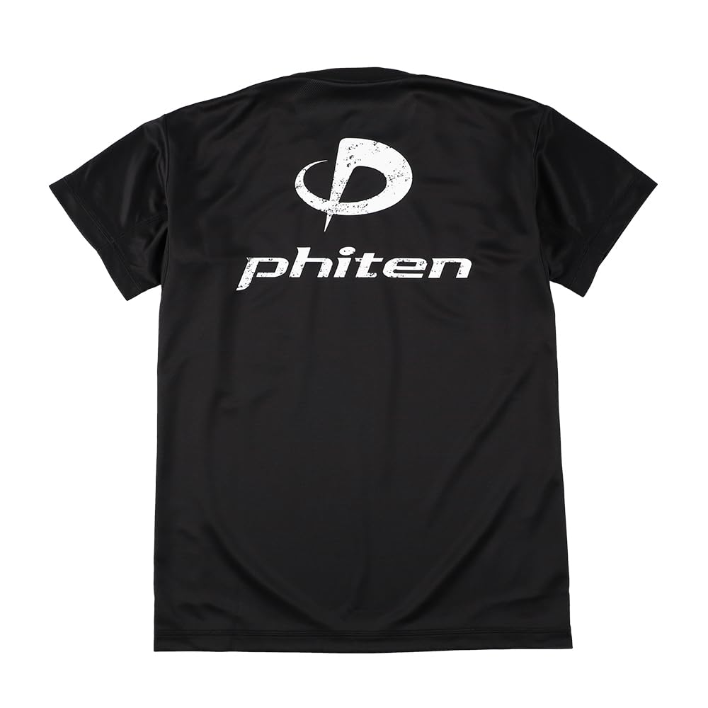 Phiten RAKU T-Shirt, Black/Grunge (White), Size M