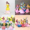6pcs Disney Princess Figures Toy Set With Aurora And Belle For Cake Decoration