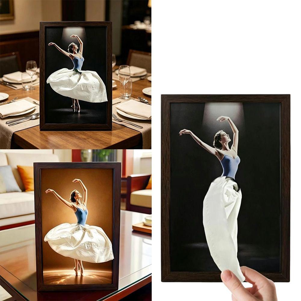 Luxury Art Wooden Tissue Box Elegant Design Napkin Holder Ballet Tissue Box Desktop Decor