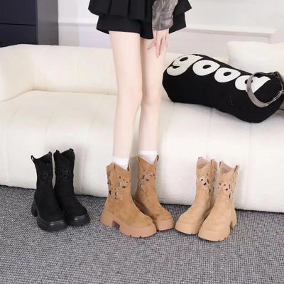 Мода Новые ковбойские ботинки в стиле ретро Spice Western для лета 2024 года — это дышащие и увеличивающие рост ботинки для женщин