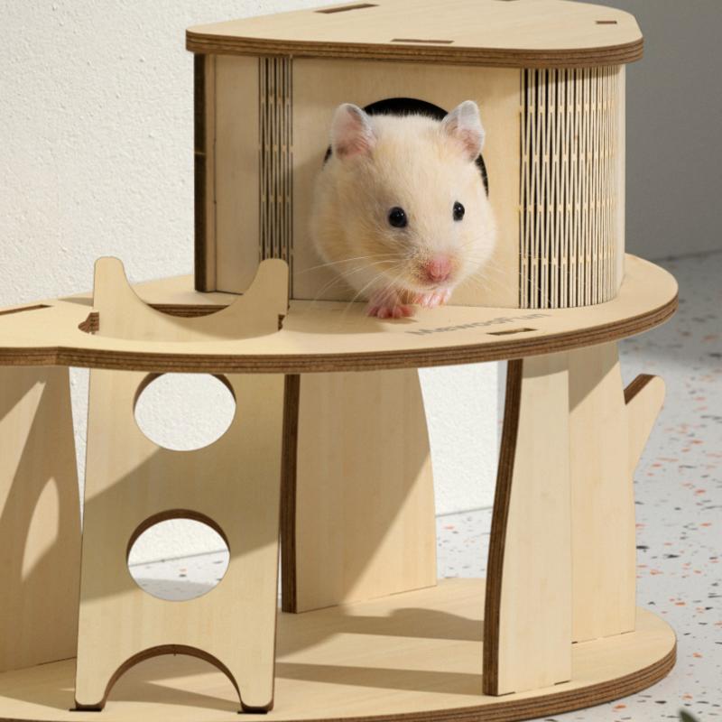 Трехслойная платформа, игрушка, хомяк, специальное убежище, деревянное гнездо, ландшафтные принадлежности, хомяк, забавная мебель, лестница для восхождения