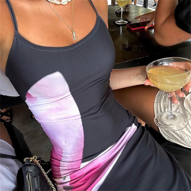 Платье с цветочным принтом Lily, летнее повседневное платье макси на бретельках, облегающее тонкое длинное платье в стиле бохо с открытой спиной, 2023