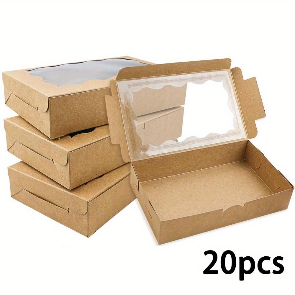 20pcs Gift Box Wirh Clear Window Treat Boxes Cookie Box Kraft Paper Gift Box Container for Dessert Pastry Candy Packaging Wedding Party Birthday