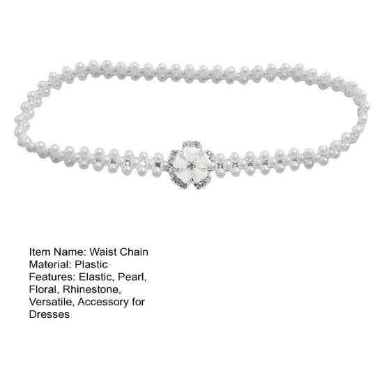 Жемчужный пояс для женщин Модный пояс со стразами Цветочный Жемчужный Декоративная поясная цепочка Милый