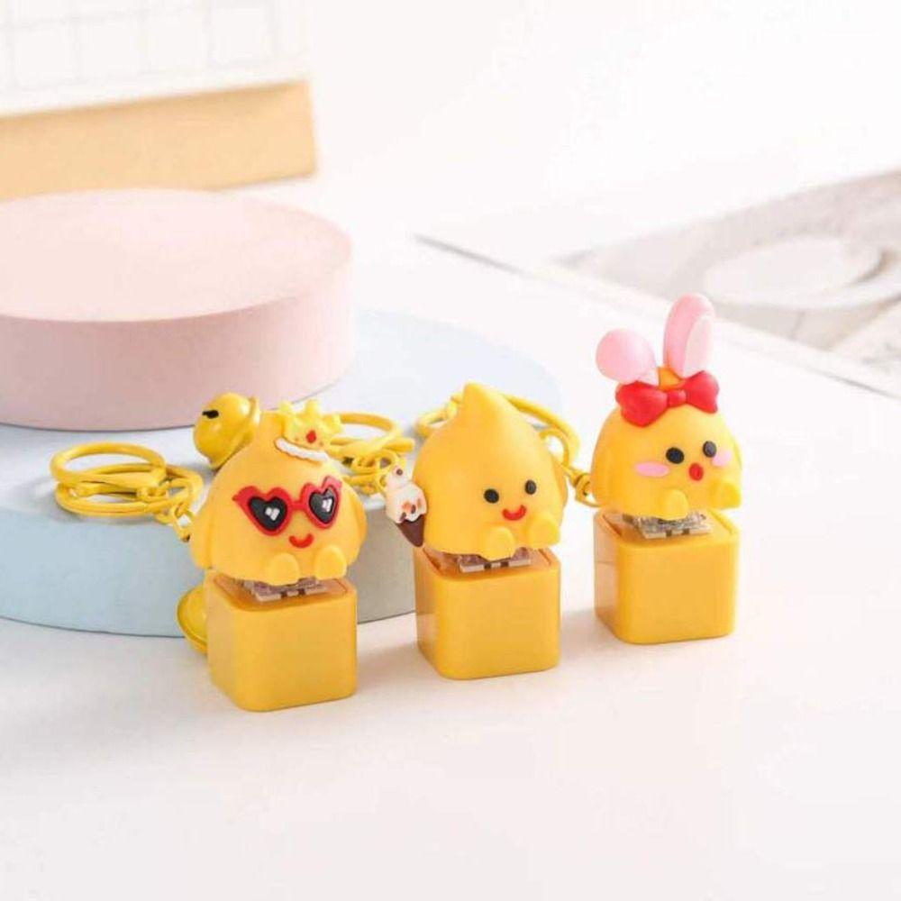 Желтый цыпленок механическая клавиатура брелок электронный палец кнопка брелок забавные подарки