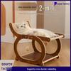 Solid Wood Cat Recliner Bed with Scratch-Resistant Sisal Mat - Dander-Free Kitten Furniture