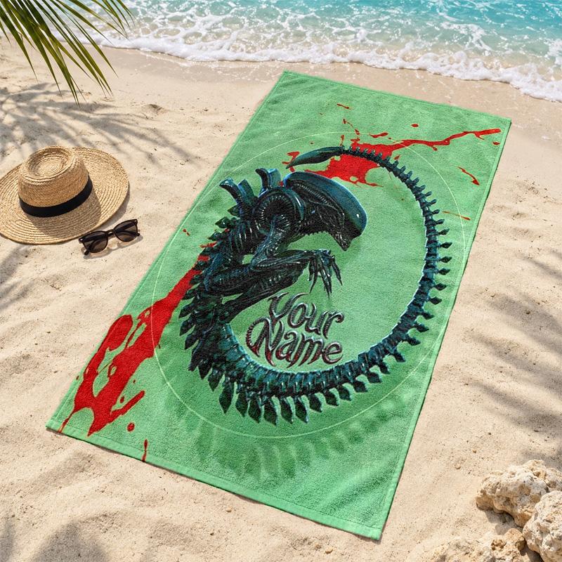 Alien Custom Name Beach towels also serve as bath towels summer essential a musthave for the outdoors the beach and the pool