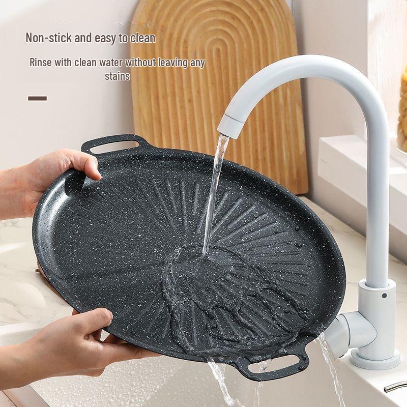 Каменный противень для барбекю Maifan: Сковорода-гриль тэппанъяки с антипригарным покрытием для корейского барбекю, индукционной плиты, жарки на открытом воздухе.