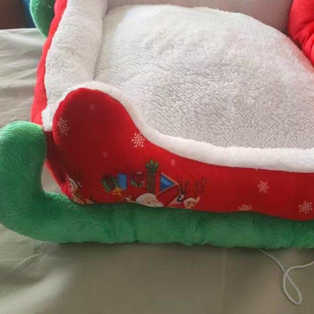 2025 Christmas Dog Bed Red Christmas Sleigh Pet Bed Plush Indoor Outdoor Dog Sofa Bed Holiday Themed Pet Nest For Cats Dogs