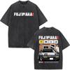 Washed Vintage Short Sleeve T-shirt Anime Initial D Drift AE86 Racing Car T Shirt Takumi Fujiwara R34 Skyline GTR JDM T-shirts
