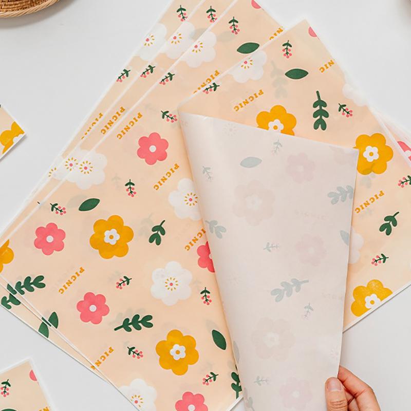 50Pcs Sandwich Packaging Paper Food Grade Oil Resistant Paper Natural Color Meal Tray Pad Paper