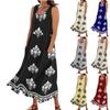 Women's Summer Casual Fashion Flower Printed Sleeveless  Pocket Dress