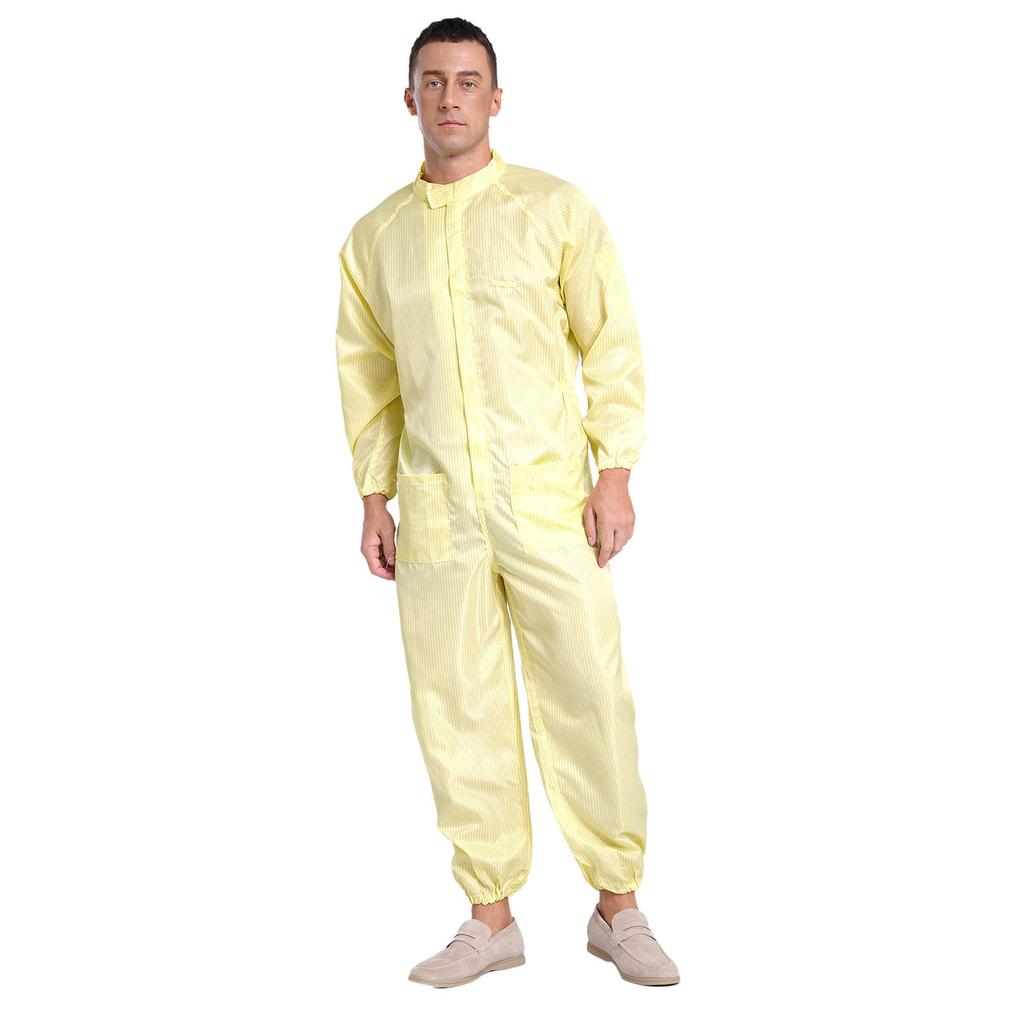Stand Collar Front Zip Jumpsuit M-5XL - Mens Adults Anti-static Dustproof Full-body Coveralls for Workshop Worker