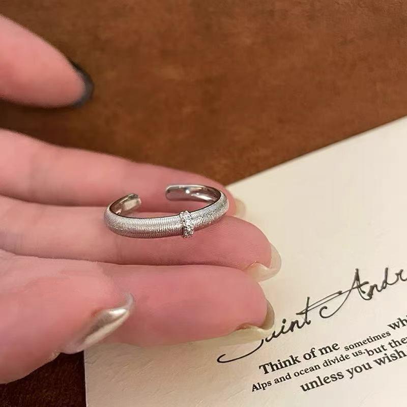 Korean Version Plain Ring Irregular 925 Sterling Silver Versatile Ring Women's Niche Ins Style Design Non-fading Combination Ring
