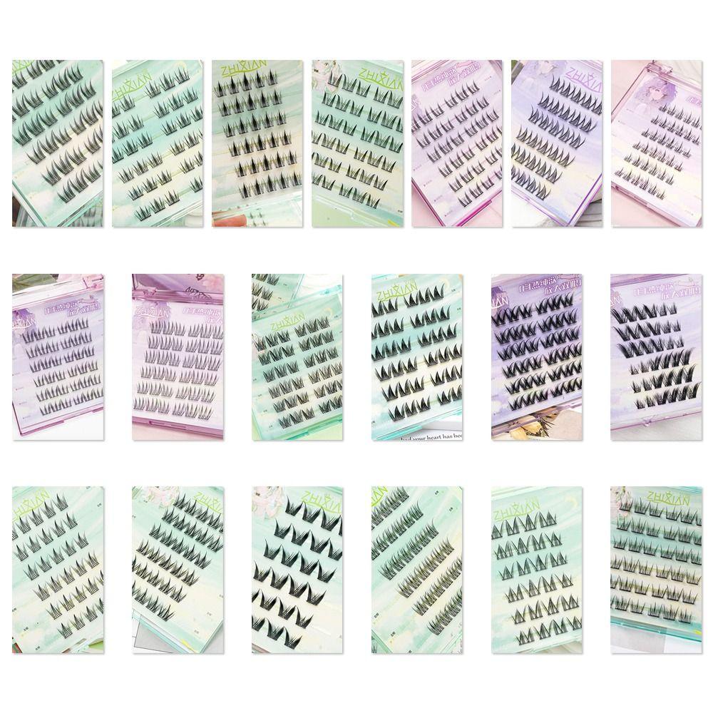 Glue Free Manga Lashes With Jelly Glue Strips 3D False Eyelashes Cat Elf Eyelashes Party Supplies