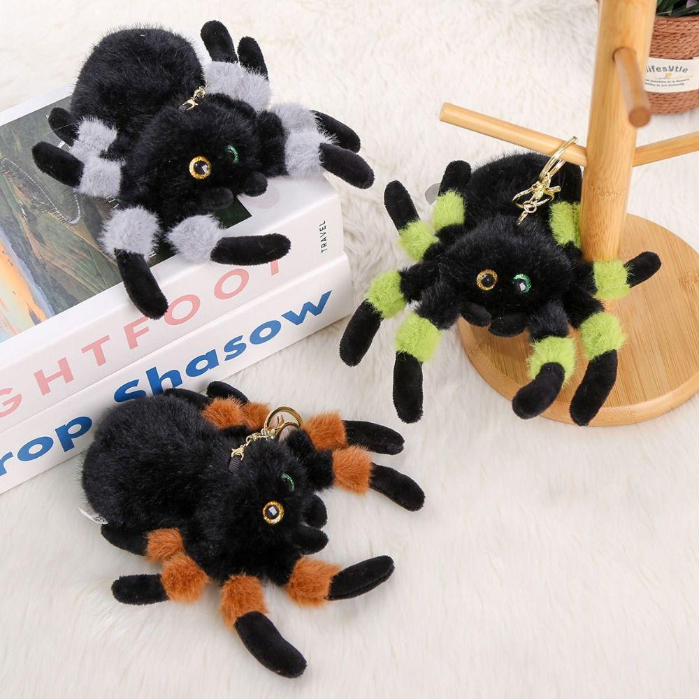 PP Cotton Colored Eye Spider Plush Pendant Fluffy Spider Plush Keychain  Home Decor