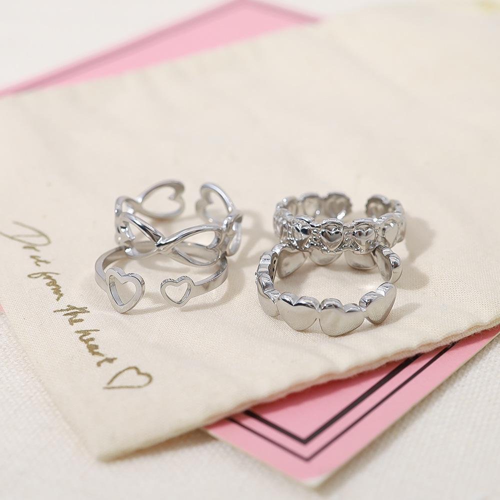 Простое открытое кольцо из нержавеющей стали в форме сердца, такое же полое геометрическое креативное кольцо, титановая сталь не выцветает