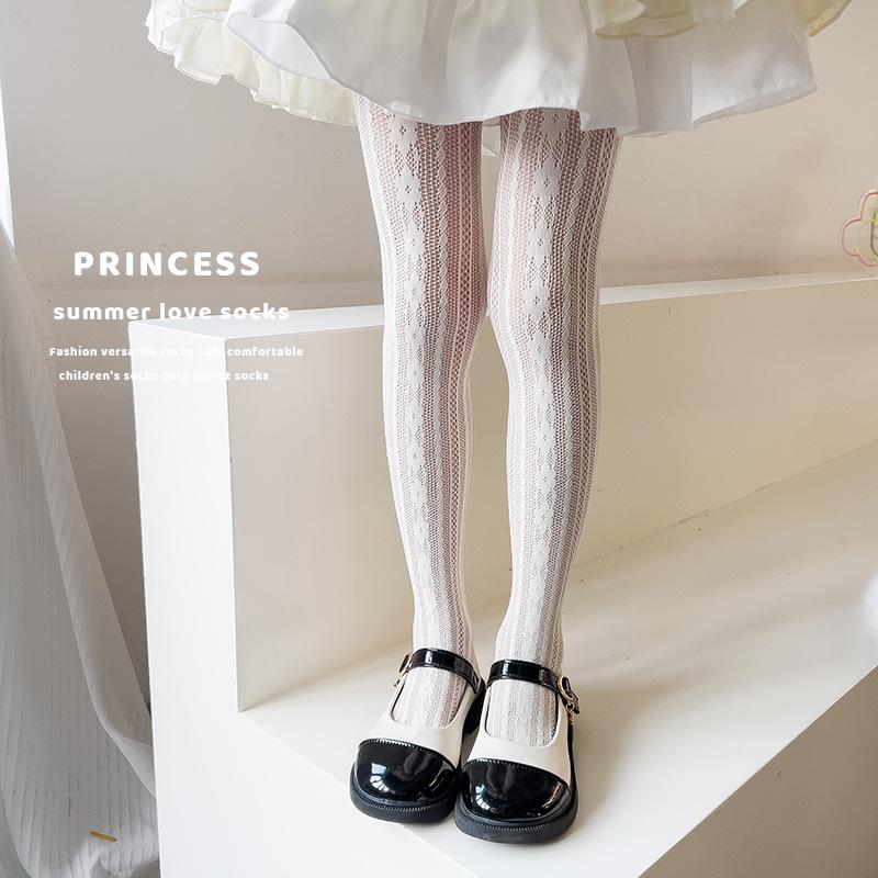 Aesthetic European Style Tight for Kids Girl Solid Color Series Floral Bowknot Pantyhose for Children Girl Summer Stocking Sock