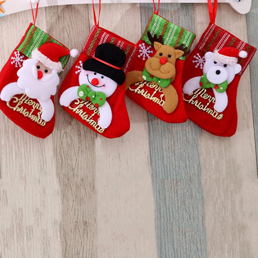 Cartoon Christmas Bags Wrapping Packaging Storage Hanger Socks Letters Sign Goodie Bag Hanging Pendent Candy Snacks New Year