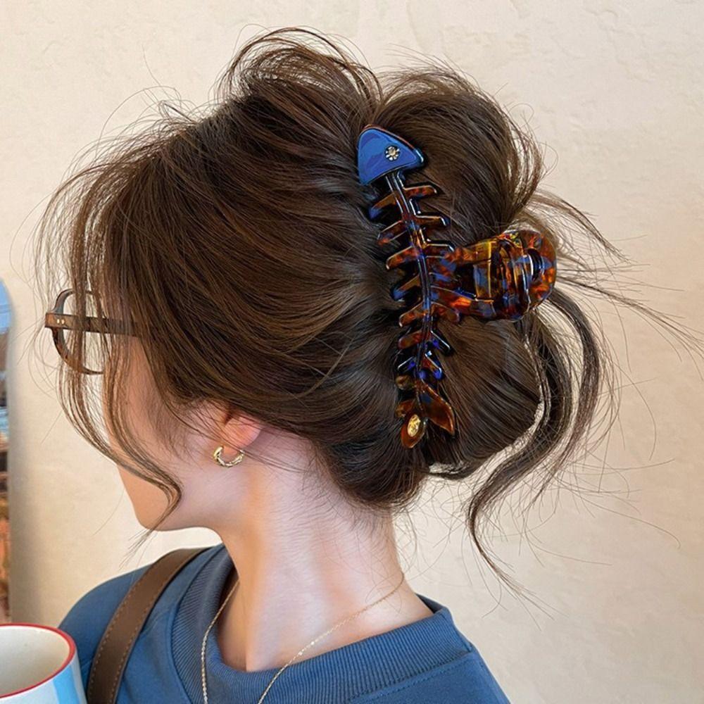 Hairpin Fish Bone Shaped Hair Claw Acetic Acid Acetate Shark Clip Cute Animals Hair Clip Headwear