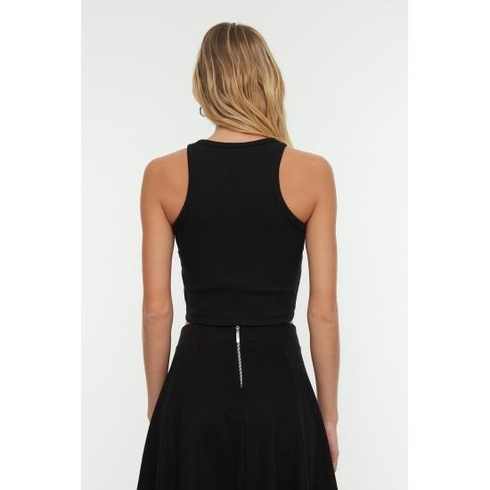 Гибкая трикотажная майка в рубчик с вырезом на шее Super Crop Halter