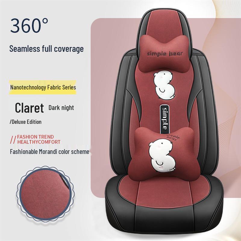 Car Seat Cushion - Universal Leather Cartoon Design for Emgrand Binrui, Xingrui, Vision, Boyue, Haoyue (5-Seater)