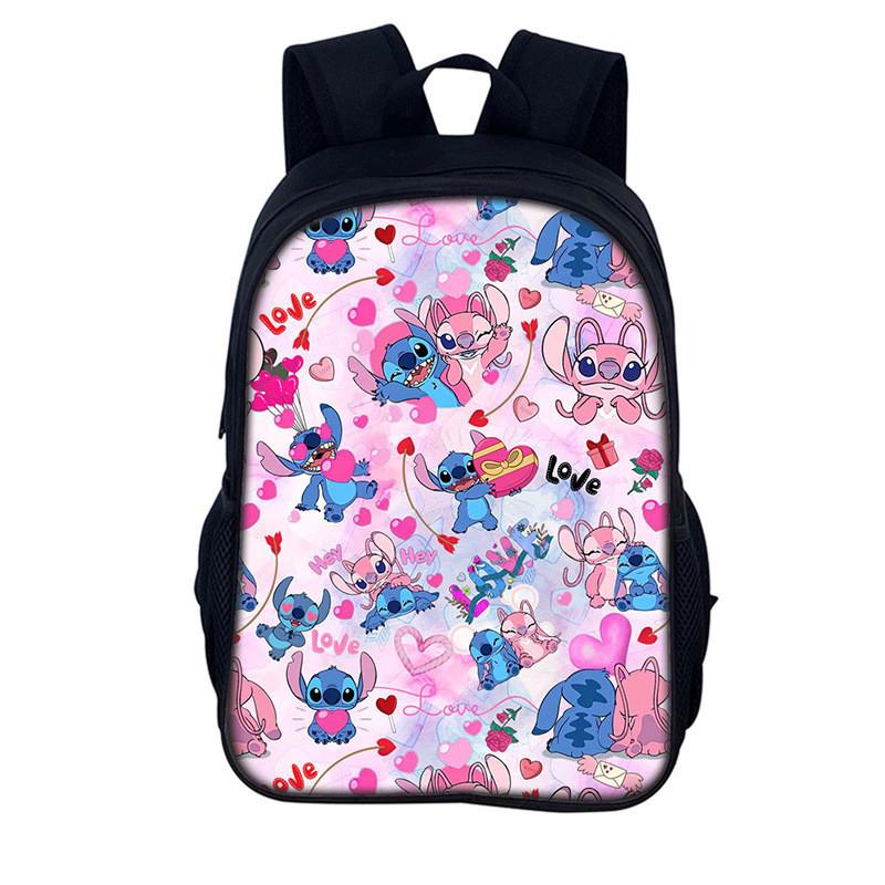 Рюкзак детский Stitch 16 дюймов Мультяшный Полиэстер Двойная лямка Для школы и путешествий