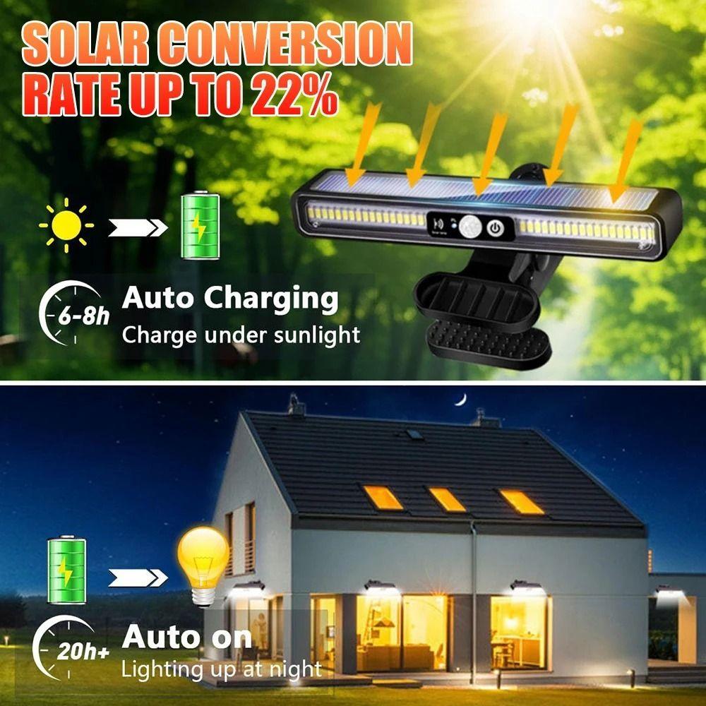 3 Light Modes Outdoor Courtyard Lamp Human Body Sensing LED Solar Light Solar Clip Light  Garden