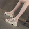 Small Thick-bottomed Cool Slippers Female 2025 Summer New Two Wear Height-increasing Fairy Wind Beach Wear Female Cool Slippers