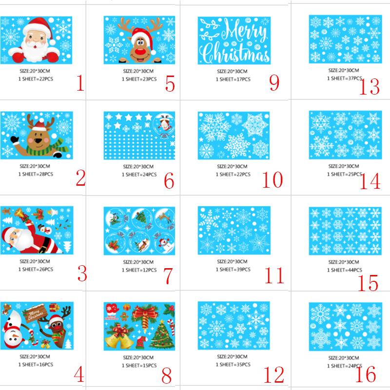 Статическая наклейка для вечеринки, новогоднее украшение для окон, украшения в виде лося, большая снежинка, настенная наклейка из ПВХ, стекла, Санта, дома, украшения на Рождество