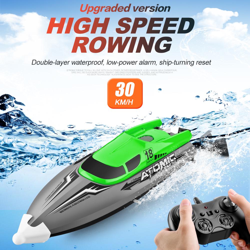 Лодка на радиоуправлении, лодка с дистанционным управлением, высокоскоростная скорость 30 км/ч, IPV7, водонепроницаемая, 2,4 ГГц, 4-канальная гоночная лодка для