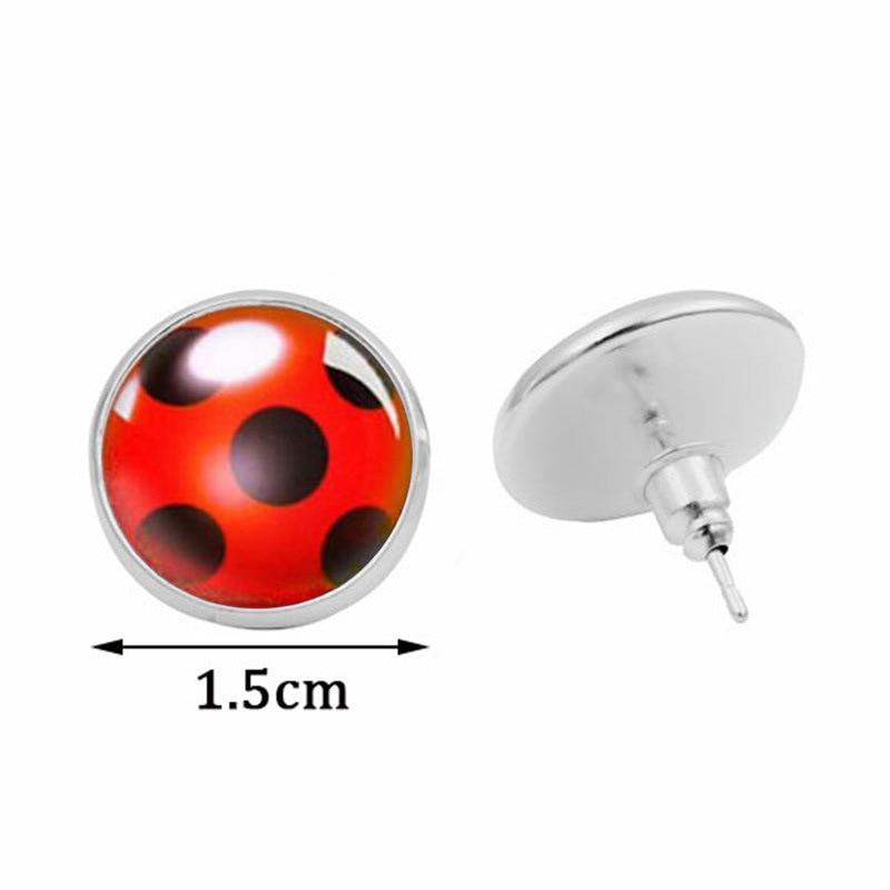 2020 New Ear Clip Ladybug Earrings Cosplay Ladybug Circle And Ladies Ladies Polka Dot Earrings Girls Party Gifts Anime Jewelry